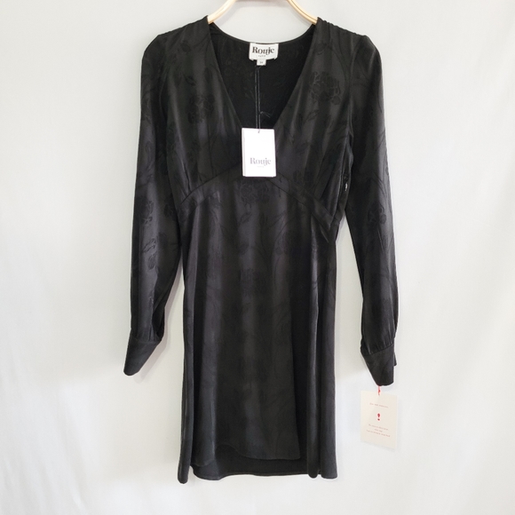 NWT Rouje Paris Jill Floral Brocade Black Mini Dress in Noir Size 34 FR / 2 US - Picture 2 of 12